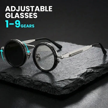 Adjustable Polarized Tint Round Sunglasses (1–9 Gear Control)