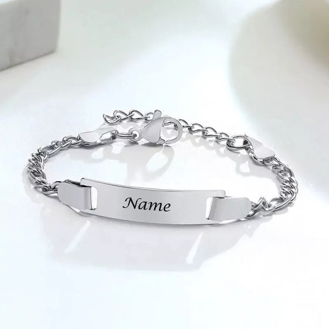 Personalized Baby Bracelet Custom Name For Children Infant Boy Girls Stainless Steel Love Angle Mom To Daughter/Son