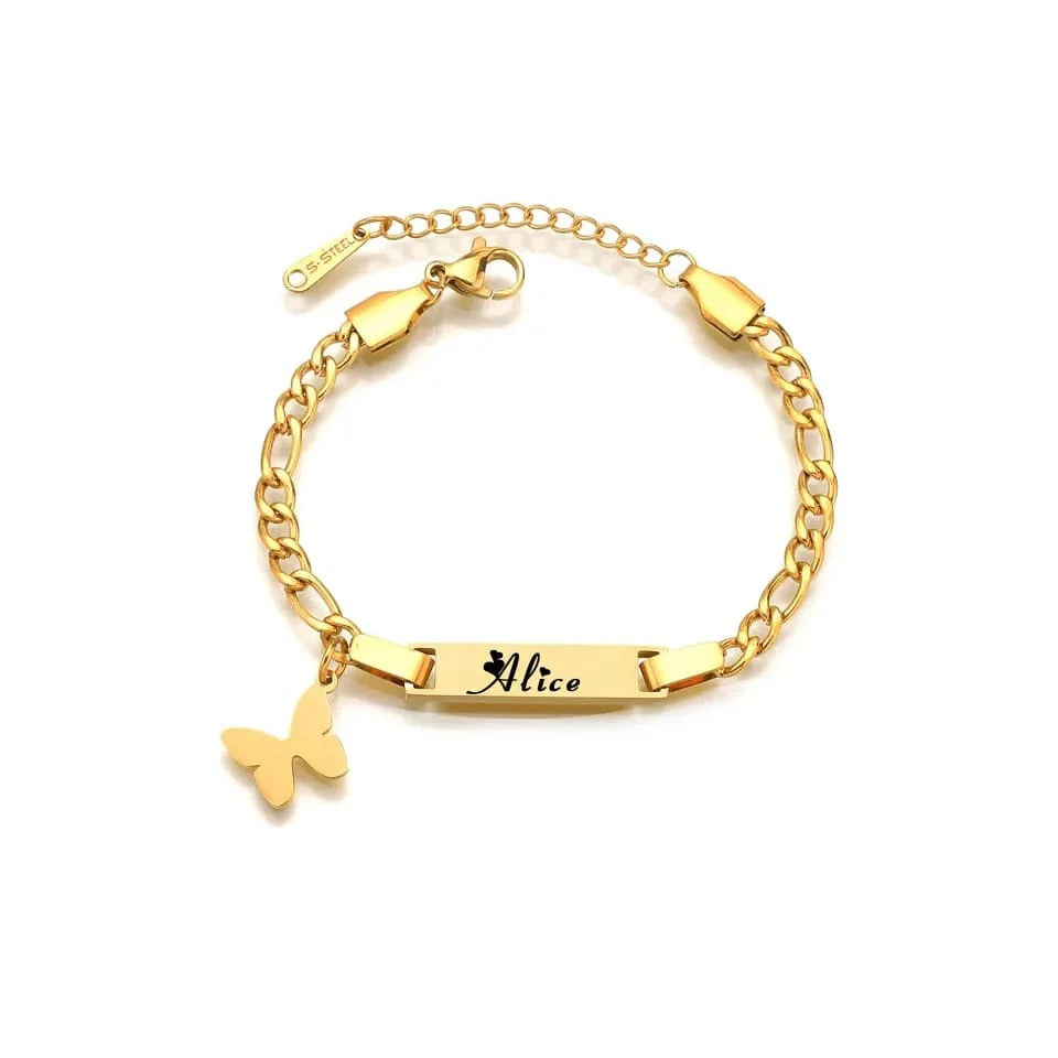 Personalized Name Gold-Plated Bracelet for Baby Gift Custom Stainless Steel Boy and Girls