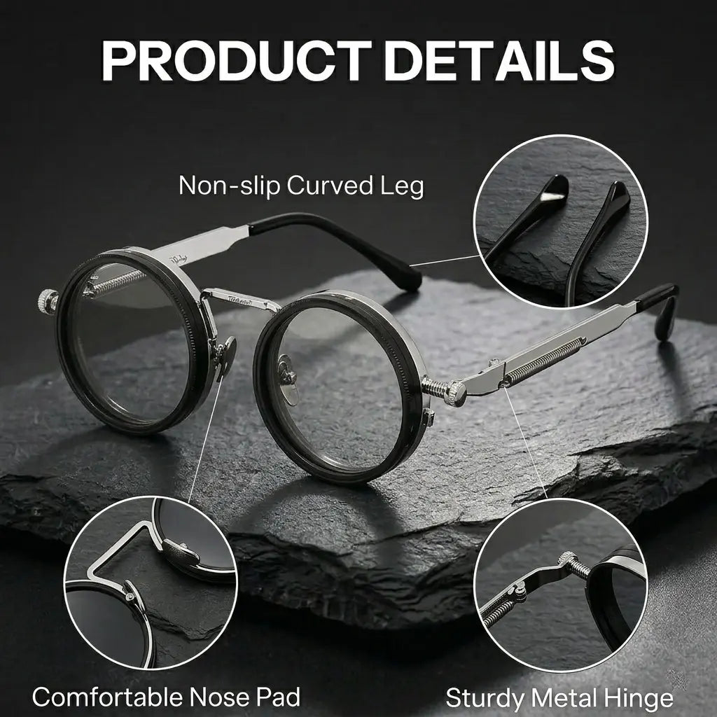 Adjustable Polarized Tint Round Sunglasses (1–9 Gear Control)
