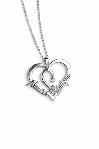 Elegant Personalized Heart Name Necklace with Diamond Accents
