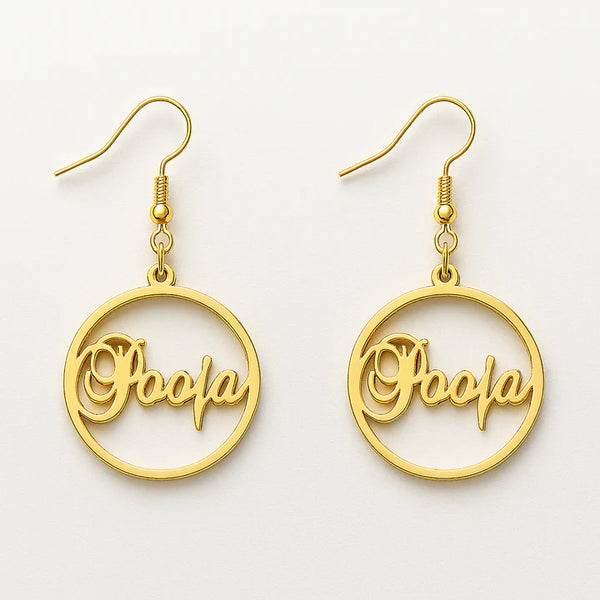 Custom Name Hoop Earrings – Personalized 24CT Gold Plated Circle Dangle Jewelry for Women