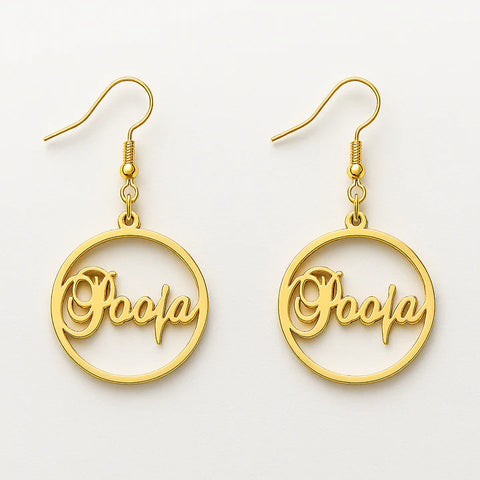 Custom Name Hoop Earrings – Personalized 24CT Gold Plated Circle Dangle Jewelry for Women