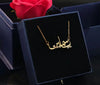 Dainty ARABIC NAME necklace with CZ, Stone