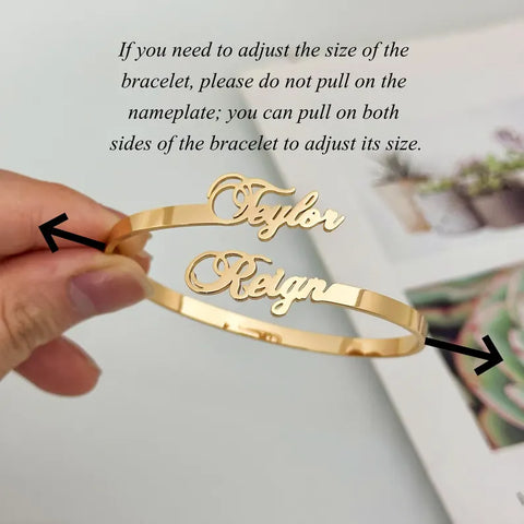 Personalized Gold Plated Name Cuff Bracelet for Women
