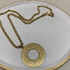 Gold Ayat-ul-Kursi Circle Necklace – Islamic Arabic Calligraphy Pendant