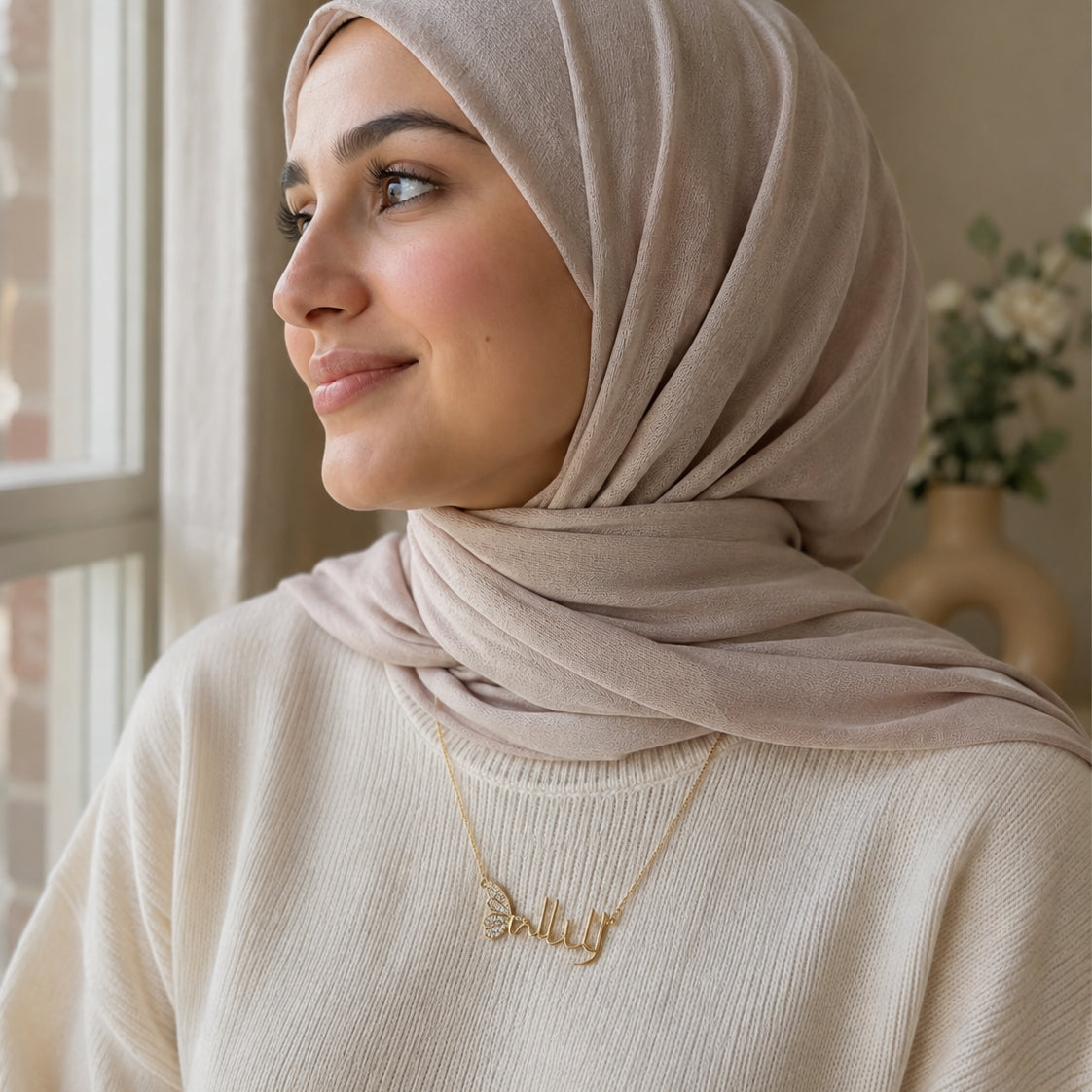 Personalized Crystal Arabic Name Butterfly Necklace